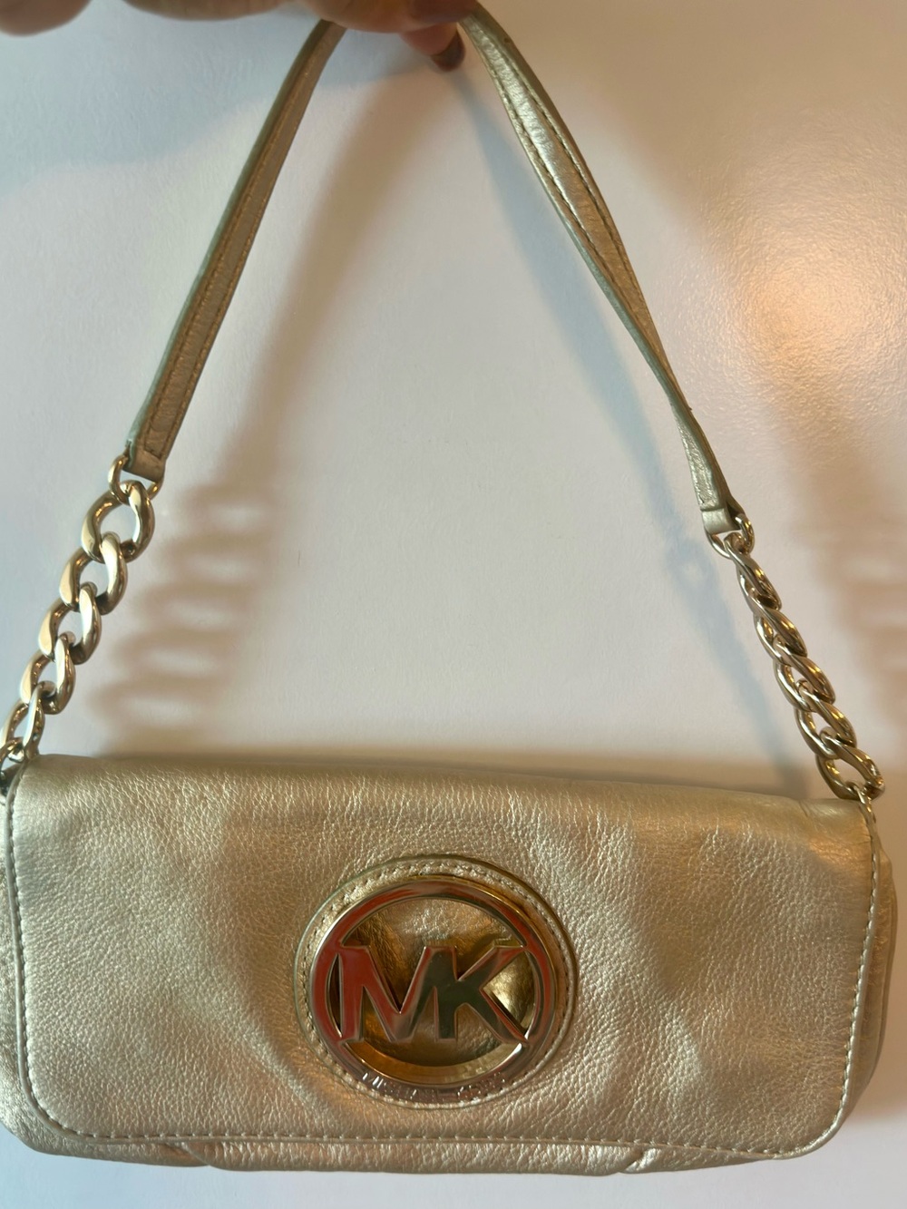 MICHAEL Michael Kors Metallic Gold MK Logo Shoulder Bag